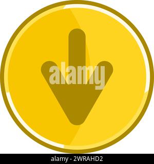 Golden down arrow icon. Down arrow icon. Stock Vector