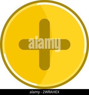 Golden plus icon. Golden sum icon. Stock Vector