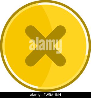 Golden cancel icon. Golden error icon. Stock Vector