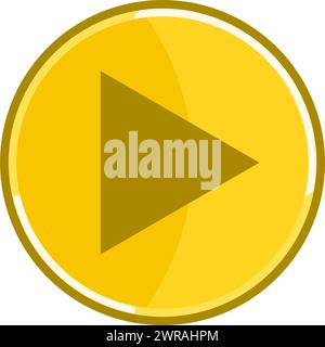Golden play icon. Golden start icon. Stock Vector