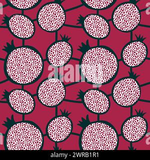 Summer fruit seamless pomegranate pattern for wrapping paper and fabrics and linens and kids clothes print and festive packaging and fashion textiles Stock Photo