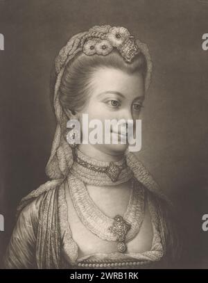 Portrait of Charlotte of Mecklenburg, Her Most Excellent Majesty Charlotte Queen of Great Britain, &c. (title on object), print maker: Jonathan Spilsbury, after own design by: Jonathan Spilsbury, publisher: Robert Sayer, London, Feb-1764, paper, height 503 mm × width 354 mm, print Stock Photo