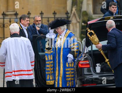 Patricia McAllister, the Lord Mayor of Westminster arriving at the Abbey for the Commonwealth Day Service, attended by the Queen and Prince of Wales. Stock Photo