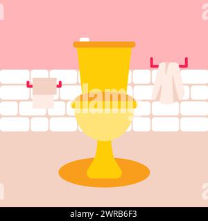 Pink Bathroom Orange Toilet Stock Vector