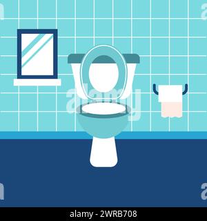 Blue Bathroom Blue Toilet Stock Vector