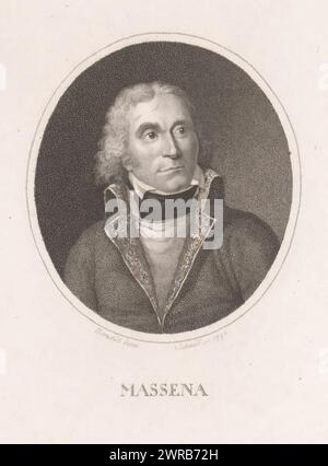 Portrait of André Masséna, Duke of Rivoli, Prince of Essling, print maker: Heinrich Schmidt, printer: Johann Adolph Darnstedt, 1798, paper, height 162 mm × width 119 mm, print Stock Photo