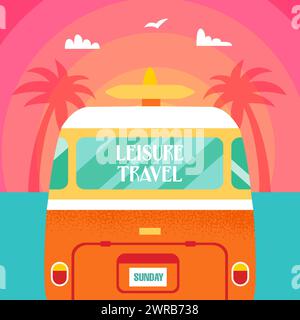 Leisure Travel Sun Van Stock Vector