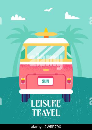 Leisure Travel Van Tropical Stock Vector