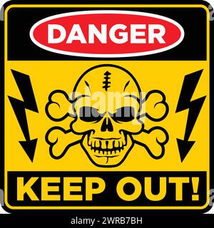 Human skull and crossbones danger symbol. Warning vector sign Stock Vector