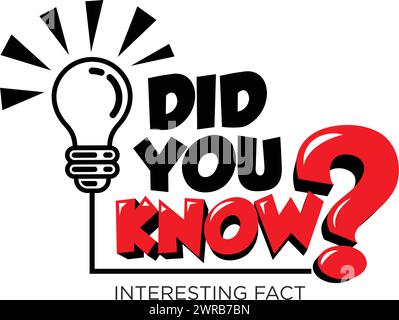 Did You Know label design with light bulb and rays. Vector on transparent background. Stock Vector