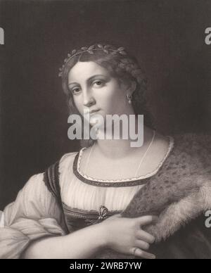 La Fornarina, print maker: Rudolf Stang, after painting by: Rafaël, (rejected attribution), after painting by: Sebastiano del Piombo, 1841 - 1927, paper, etching, engraving, height 495 mm × width 400 mm, print Stock Photo