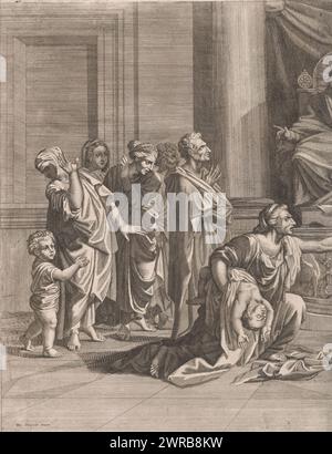 Judgment of Solomon (left part), print maker: Jean Dughet, (attributed to), after design by: Nicolas Poussin, 1625 - 1679, paper, etching, engraving, height 470 mm, width 365 mm, print Stock Photo