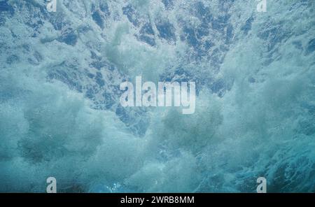 Water surface with sea spume underwater in the Mediterranean sea, natural scene, France Stock Photo