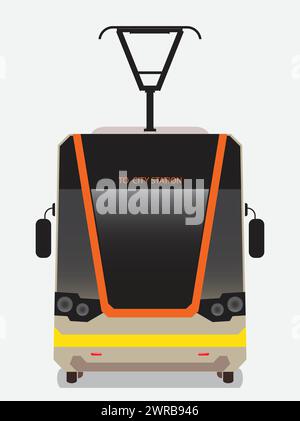 Front view of Modern design tram car Stock Vector
