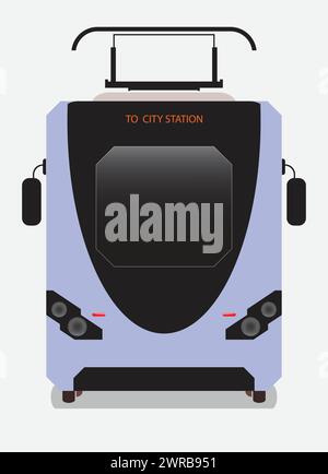 Front view of Modern design tram car Stock Vector