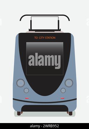 Front view of Modern design tram car Stock Vector