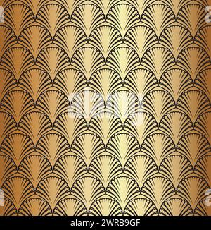 Gold Black Geometric Art Deco Pattern Design Stock Vector
