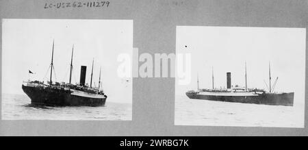 Two photographs of the Carpathia which rescued survivors from the sinking of the Titanic with Titanic lifeboats, c1912., Carpathia (Ship), 1910-1920, Photographic prints, 1910-1920., Photographic prints, 1910-1920, 2 photographic prints Stock Photo