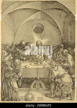 The Great Passion: Last Supper, AD monogram., Jesus Christ seated at table with the Apostles., Dürer, Albrecht, 1471-1528, artist, 1510., Jesus Christ, Woodcuts, 1510., Woodcuts, 1510, 1 print: woodcut, 39.1 x 28.5 cm Stock Photo