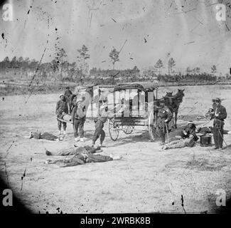 Ambulance Corps. Method of removing wounded from the field, Browne, William Frank, photographer, between 1861 and 1869, United States, History, Civil War, 1861-1865, Glass negatives, 1860-1870., Stereographs, 1860-1870, Glass negatives, 1860-1870, 3 negatives (4 plates): glass, stereograph, wet collodion Stock Photo