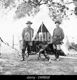 Warrenton, Virginia. Gen. Ambrose E. Burnside and staff officers, Gardner, Alexander, 1821-1882, photographer, 1862 Nov., United States, History, Civil War, 1861-1865, Glass negatives, 1860-1870., Stereographs, 1860-1870, Glass negatives, 1860-1870, 2 negatives (3 plates): glass, stereograph, wet collodion Stock Photo