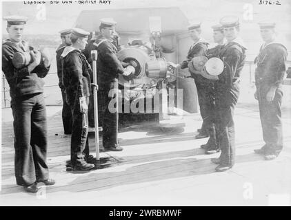 Loading Big Gun, British Navy, between ca. 1910 and ca. 1915, Glass negatives, 1 negative: glass Stock Photo