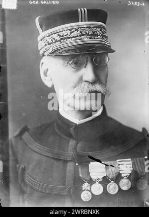 Gen. Gallieni, Photograph shows French general Joseph-Simon Galliéni (1849-1916) who served as Military Governor of Paris from 1914 to 1915 during World War I., 1915 Jan. 13, Glass negatives, 1 negative: glass Stock Photo
