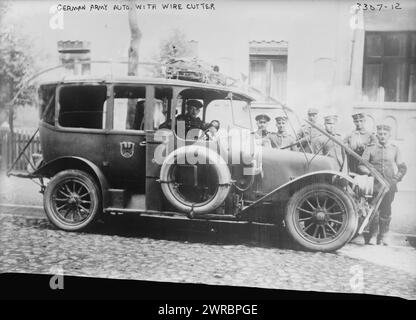 German Army auto with wire cutter, between c1914 and c1915. A German ...