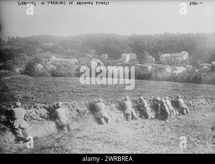 Germans in trenches in Argonne Forest, Photograph shows German soldiers in the Argonne Forest, France, during World War I., between 1914 and ca. 1915, World War, 1914-1918, Glass negatives, 1 negative: glass Stock Photo