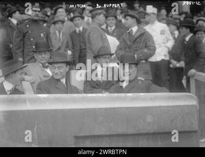 New York City Mayor John P. Mitchel & Jacob Ruppert, president, New York AL team (baseball), 1914, Glass negatives, 1 negative: glass Stock Photo