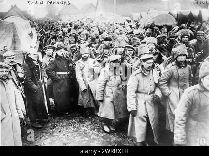 Russian prisoners of war standing outdoors during World War I ca. 1914 ...