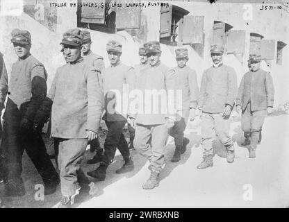 Italian prisoners, Schloss Laibach, Austria, Photograph shows Italian prisoners of war in at the Ljubljana Castle in Ljubljana, Austria (now Slovenia) during World War I., between ca. 1910 and ca. 1915, World War, 1914-1918, Glass negatives, 1 negative: glass Stock Photo