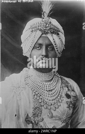 Maharajah of Patiala, Photograph shows Maharaja Bhupinder Singh (1891-1938) woh was the Maharaja of the state of Patiala from 1900 to 1938., between ca. 1915 and ca. 1920, Glass negatives, 1 negative: glass Stock Photo