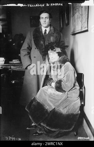 Lou Tellegen & Farrar, 2/7/16, Photograph shows actor Lou Tellegen (1881-1934) with his wife opera singer and actress, Geraldine Farrar (1882-1967)., 2/7/16, Glass negatives, 1 negative: glass Stock Photo