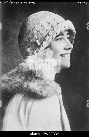 Duchess of York, Photograph shows Elizabeth Angela Marguerite Bowes-Lyon (1900-2002), the wife of King George VI and the mother of Queen Elizabeth II and Princess Margaret., 1927 March 3, Glass negatives, 1 negative: glass Stock Photo