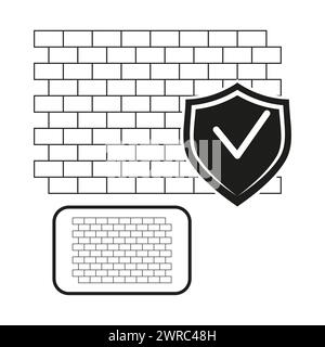 Firewall Security Check Icon with Brick Wall. Vector illustration. EPS 10. Stock Vector