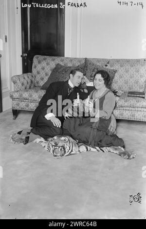 Lou Tellegen & Farrar, Photograph shows American soprano opera singer Geraldine Farrar (1882-1967) with her husband, actor and screenwriter Lou Tellegen (1881-1934)., between ca. 1915 and ca. 1920, Glass negatives, 1 negative: glass Stock Photo