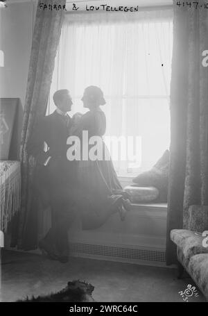 Farrar & Lou Tellegen, Photograph shows American soprano opera singer Geraldine Farrar (1882-1967) with her husband, actor and screenwriter Lou Tellegen (1881-1934)., between ca. 1915 and ca. 1920, Glass negatives, 1 negative: glass Stock Photo