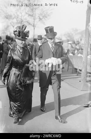 Prof. H.F. Osborn & wife, Photograph shows geologist, paleontologist and eugenist Henry Fairfield Osborn (1857?-1935), who served as President of the American Museum of Natural History, with his wife., between ca. 1915 and ca. 1920, Glass negatives, 1 negative: glass Stock Photo