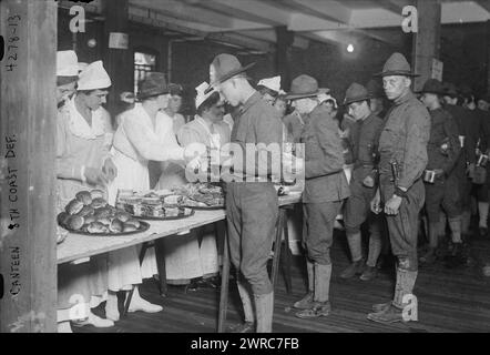 Canteen, 8th Coast Defense, between c1915 and 1918. Women serving food ...