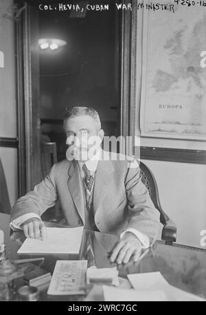 Col. Hevia, Cuban War Minister, Photograph shows Aurelio Hevia (1866-1945), Minister of War of Cuba, during a visit to the United States., between ca. 1915 and 1917, Glass negatives, 1 negative: glass Stock Photo