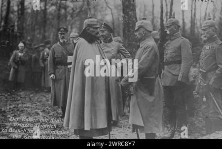 Kaiser, Crown Prince & Prince Henry, Photograph shows Kaiser Wilhelm II, Crown Prince Wilhelm, and Prince Henry of Prussia., 1915?, Glass negatives, 1 negative: glass Stock Photo