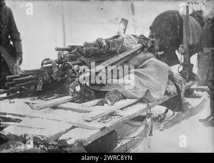 Dead at Halifax, Photo shows victims of the December 6, 1917 explosion at Halifax, Nova Scotia, Canada, laid out on sled., 1917 or 1918, Glass negatives, 1 negative: glass Stock Photo