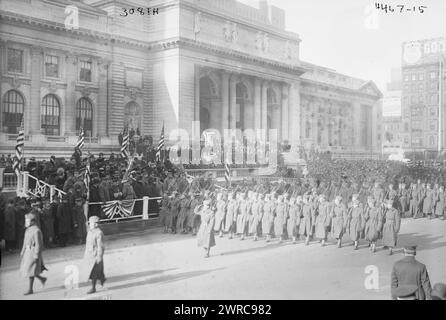 Parade of 308th, Photograph shows the 308th Infantry on parade down ...