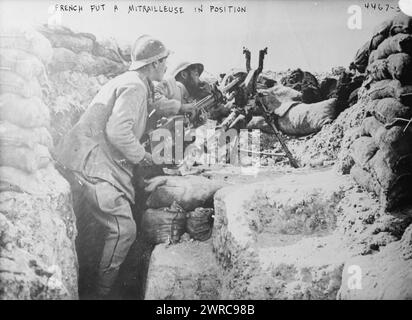 French put a mitrailleuse in position, between c1915 and 1918. French ...