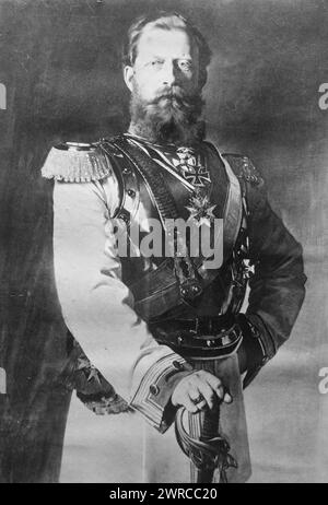 Emperor Friedrich, Photograph shows Frederick III (1831-1888) who was Emperor of Germany and King of Prussia in 1888. Photograph is of a 1874 portrait painting of Frederick III by Heinrich von Angeli., between ca. 1915 and ca. 1920, Glass negatives, 1 negative: glass Stock Photo