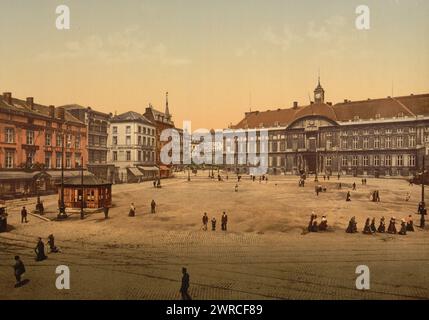 St. Lambert Place, Liège, Belgium, between ca. 1890 and ca. 1900., Belgium, Liège, Color, 1890-1900 Stock Photo