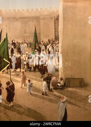 A procession, Kairwan, Tunisia, ca. 1899., Color, 1890-1900 Stock Photo