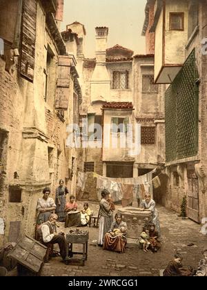 Old Venetian courtyard, Venice, Italy, between ca. 1890 and ca. 1900., Italy, Venice, Color, 1890-1900 Stock Photo