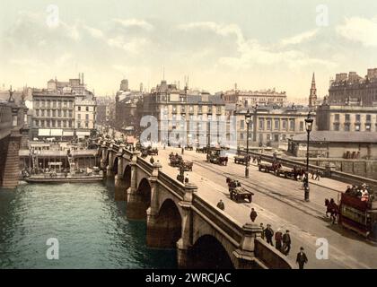 Glasgow Bridge, Glasgow, Scotland, Photograph shows the Glasgow Bridge also commonly known as the Jamaica Bridge, Glasgow, Scotland., between ca. 1890 and ca. 1900., Scotland, Glasgow, Color, 1890-1900 Stock Photo